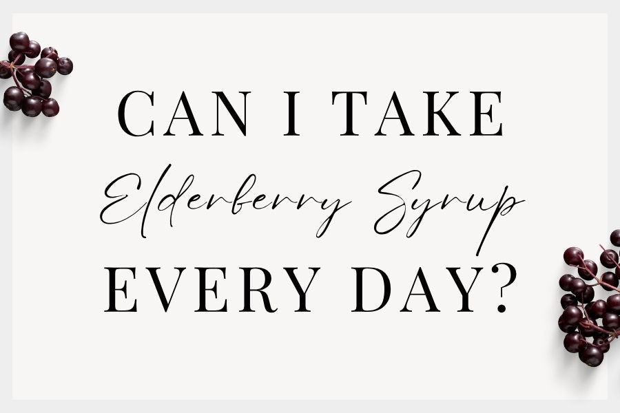 Can I take Elderberry Syrup every day with fresh elderberries laid around the text