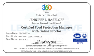 We are registered with the State of Kentucky and are Commerically Licensed for food production.  We have completed the Food Manager's training.