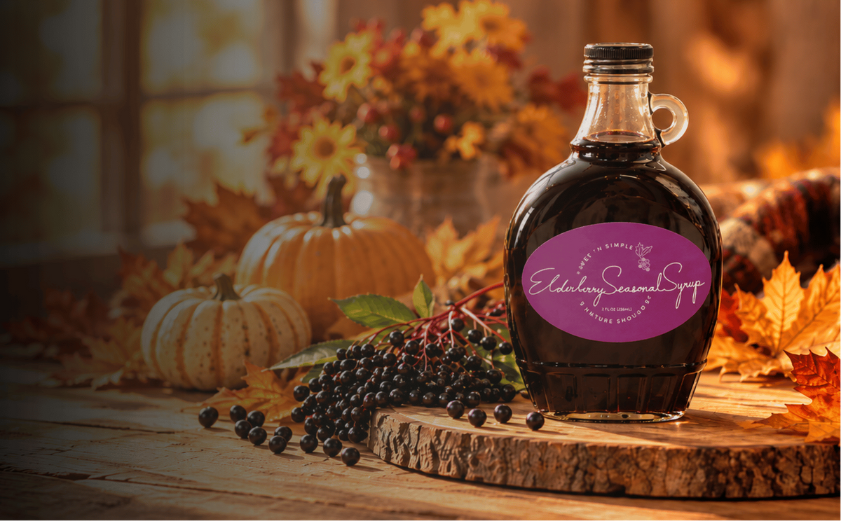small batch elderberry syrup made to help with seasonal allergies